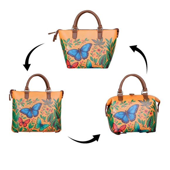 Printed Leather 3-in-1 Convertible Top Handle Crossbody Bag for Women- Daily Use - Picture 2 of 16